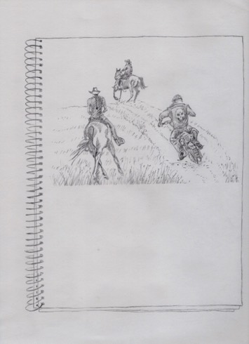 Weed, me and The Diviner (on Rooster) head out to move cattle. Weed, me and The Diviner (on Rooster) head out to move cattle.